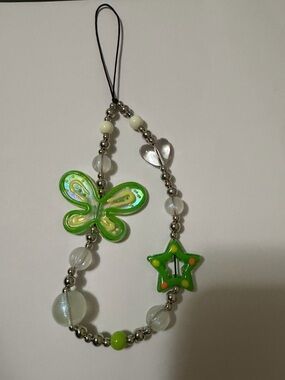 Unique Butterfly Star Green Beaded Phone Charm